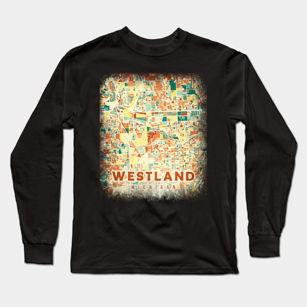 Westland Michigan US map Long Sleeve T-Shirt by SerenityByAlex